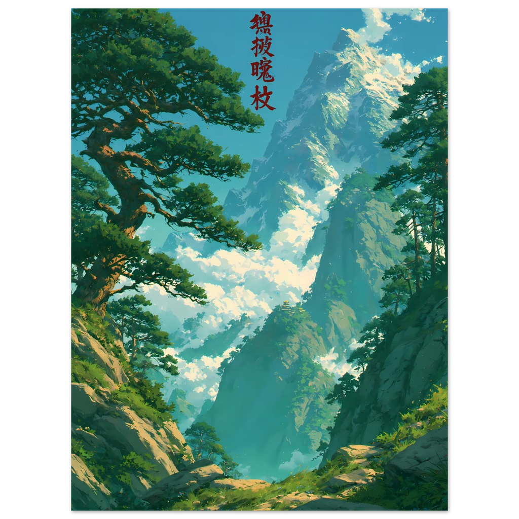 Forest Anime poster – sunlight streaming through an anime forest