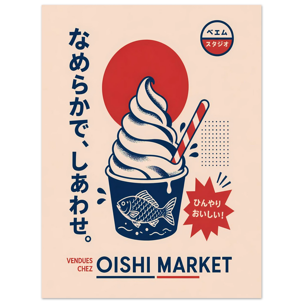 Icecream poster – retro Japanese soft serve ice cream ad