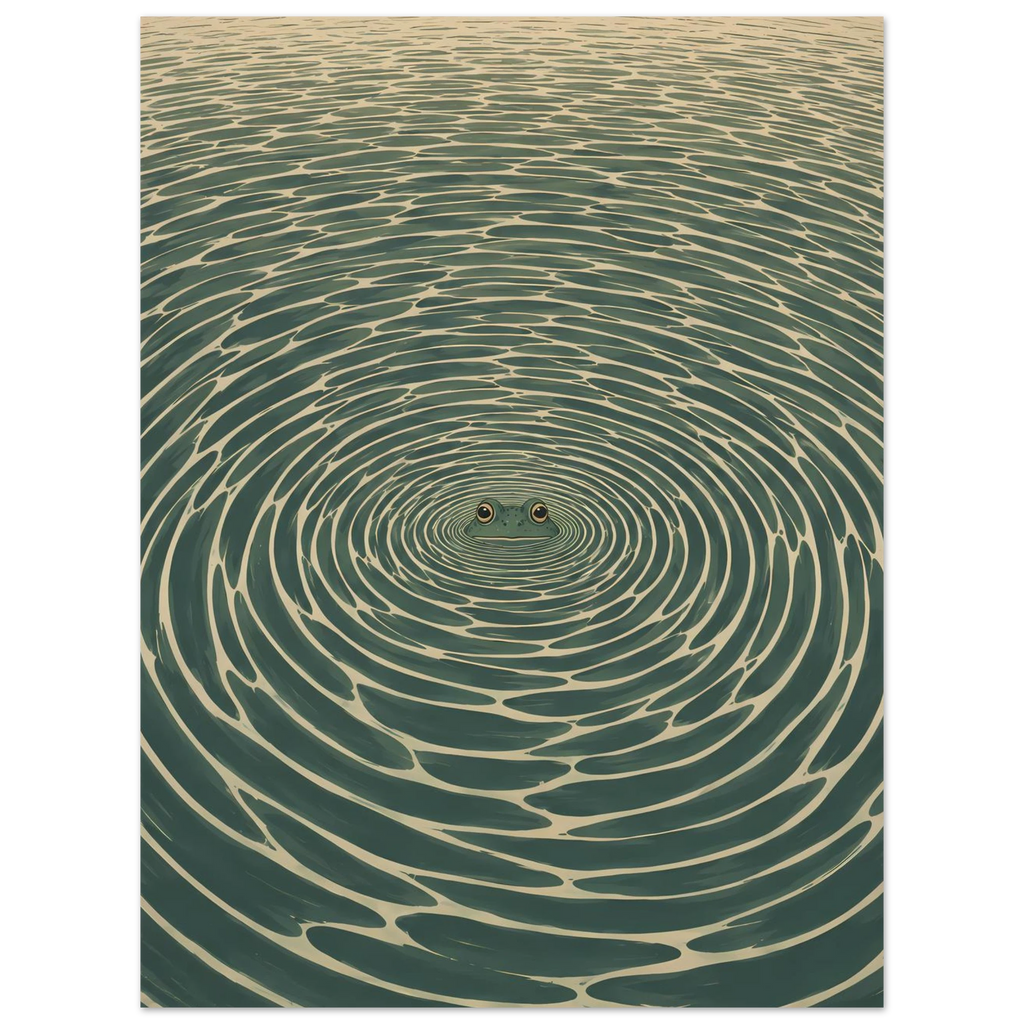 Frog Water poster – frog peering from concentric water ripples