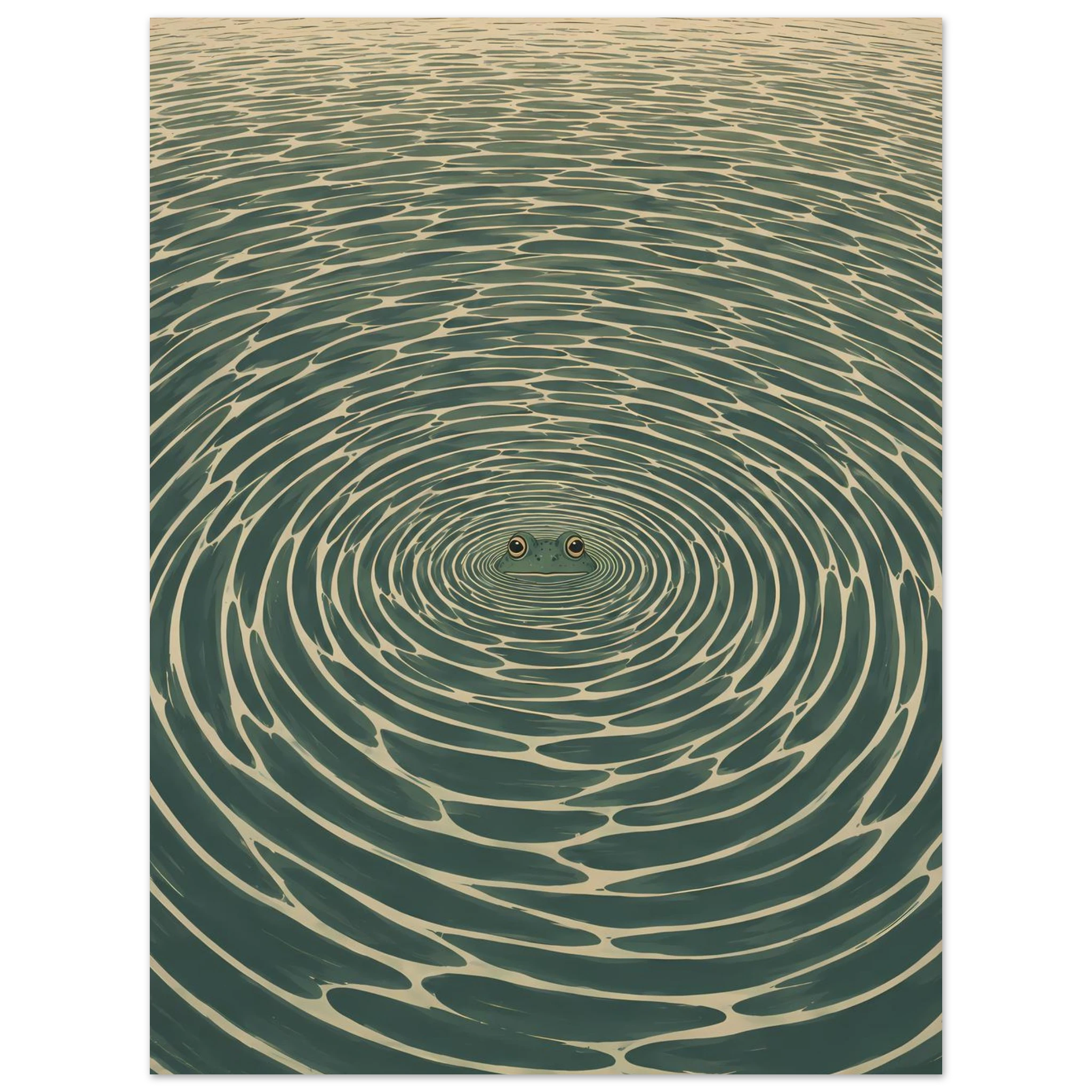 Frog Water poster – frog peering from concentric water ripples