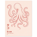 Octupus poster – elegant red line drawing of an octopus
