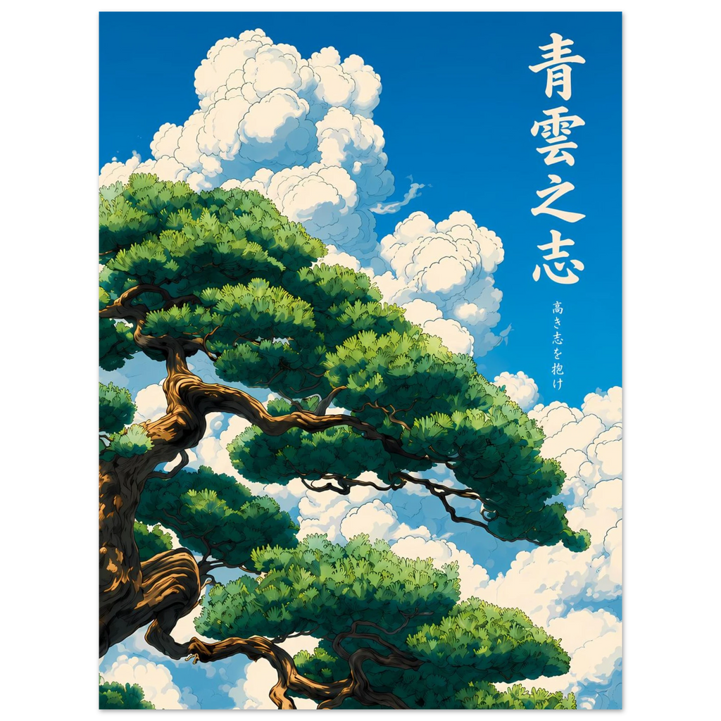 Tree Sky poster – anime tree branches against a bright sky