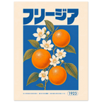 Orange Blossom poster – vintage botanical oranges and blossoms on blue