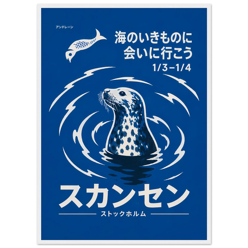 Seal - 50x70 cm / 20x28″ / White frame