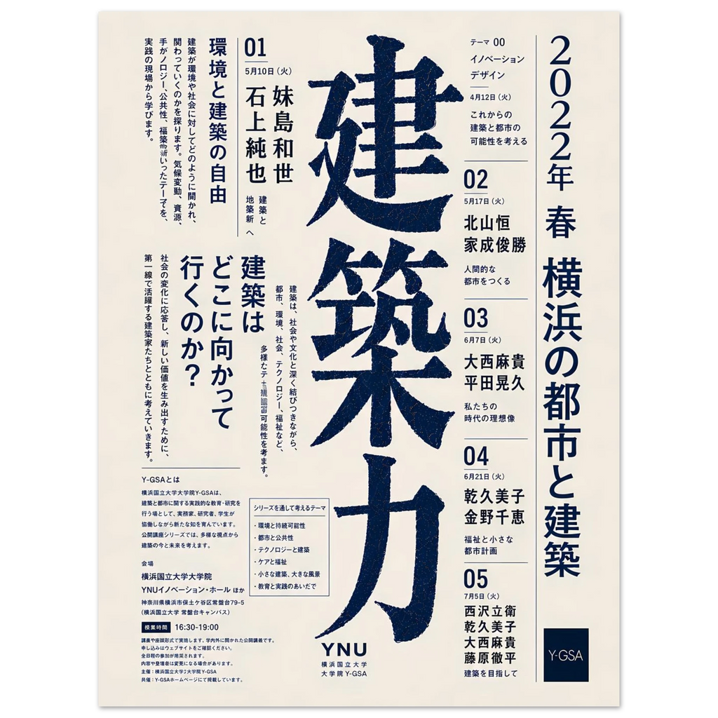 Document poster – indigo Japanese science collage with diagrams