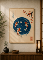 Dj Fish poster displayed in a styled room — Japanese wall art mockup