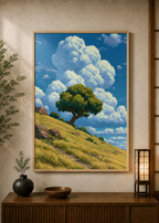 Cloud Tree Hill poster displayed in a styled room — Japanese wall art mockup