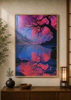 Forest Bridge 2 poster displayed in a styled room — Japanese wall art mockup