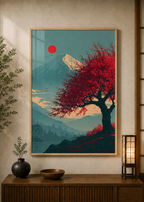 Sakura Fuji poster displayed in a styled room — Japanese wall art mockup