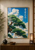Tree Sky poster displayed in a styled room — Japanese wall art mockup