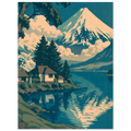 Lake House Vintage poster – retro anime lakeside house scene
