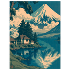 Lake House Vintage poster – retro anime lakeside house scene