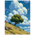 Cloud Tree Hill poster – anime tree on a hill under big clouds