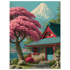 Shrine Sakura poster – anime Japanese shrine among cherry blossoms