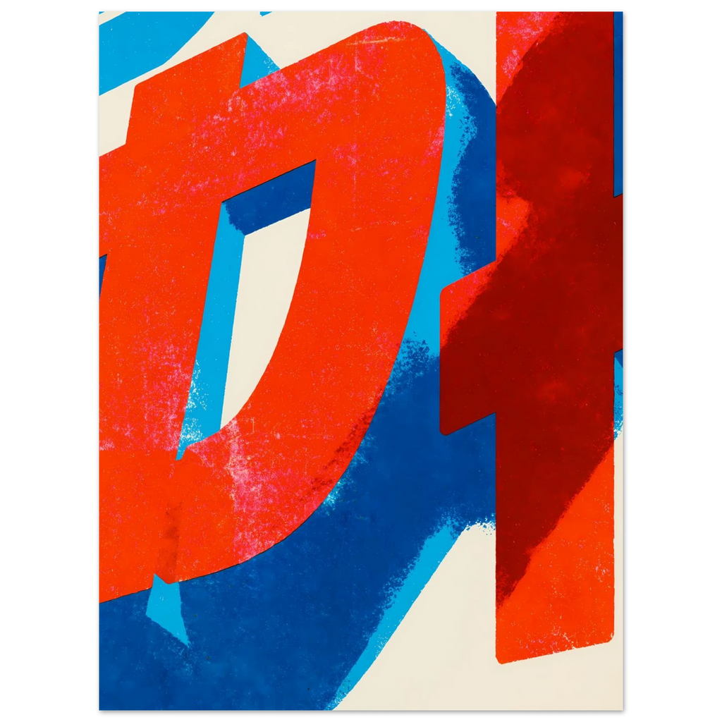 Abstract Type poster – overlapping abstract red and blue letterforms