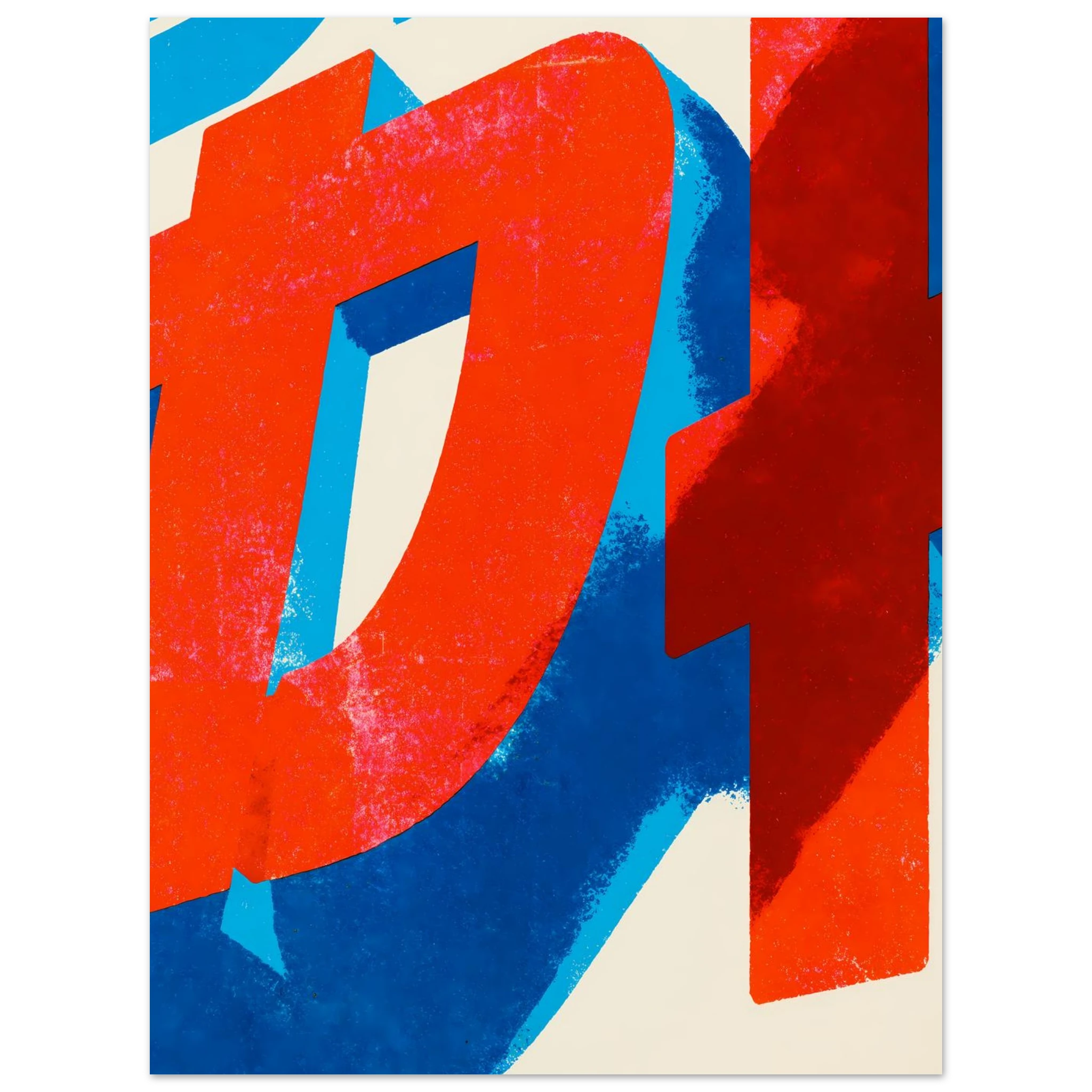 Abstract Type poster – overlapping abstract red and blue letterforms