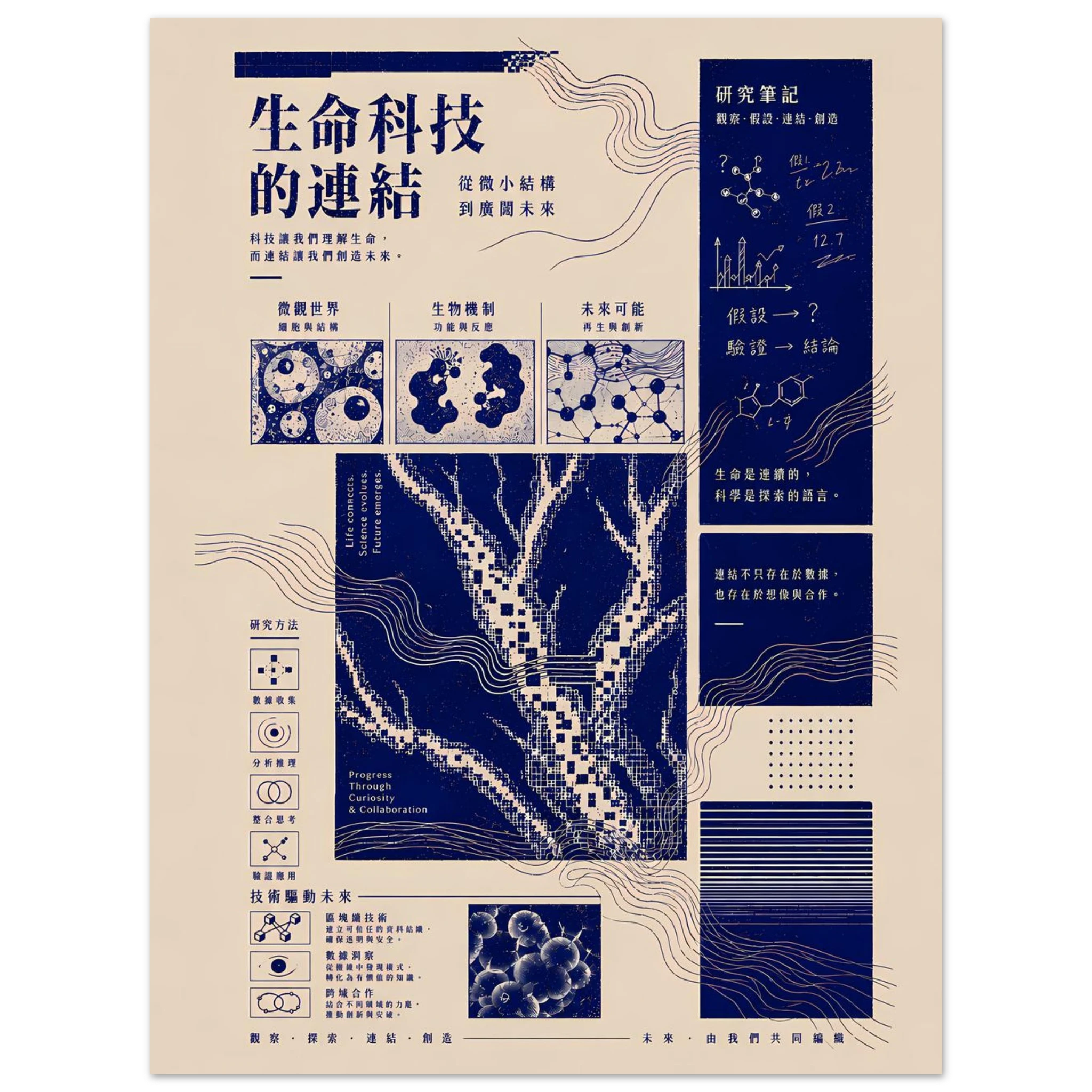 Seince poster – editorial Japanese typography layout in navy