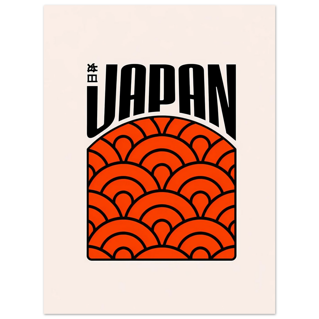 Japan poster – minimal rising sun Japan typography design