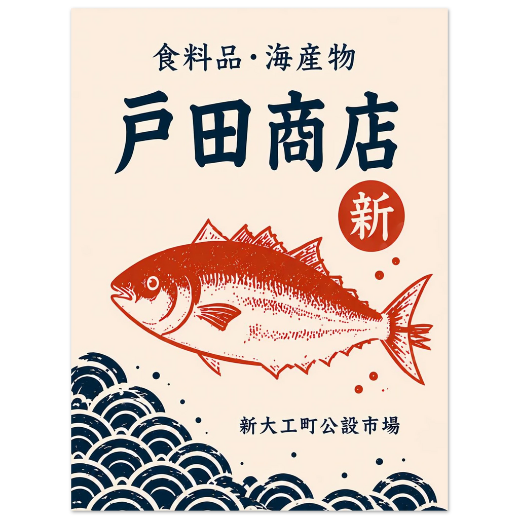 Fish poster – Japanese market fish in retro commercial style