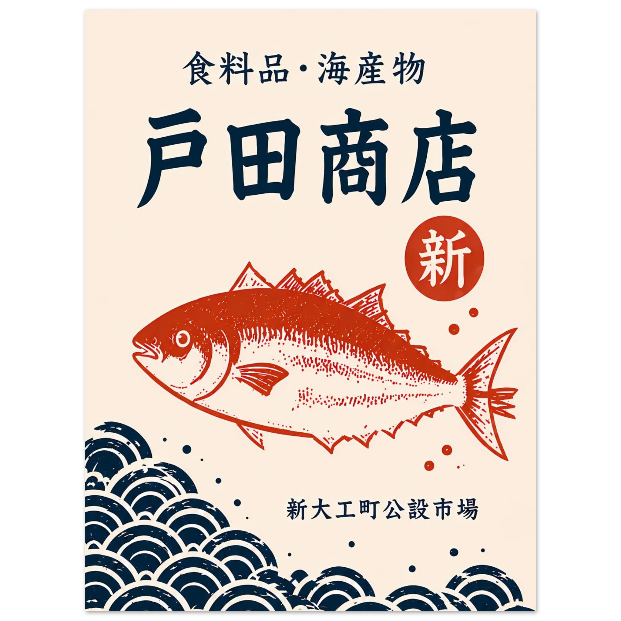 Fish poster – Japanese market fish in retro commercial style