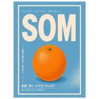 Orange Blue poster – retro Japanese fruit ad with orange on blue