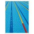 Pool poster – blue swimming pool lanes with Japanese typography