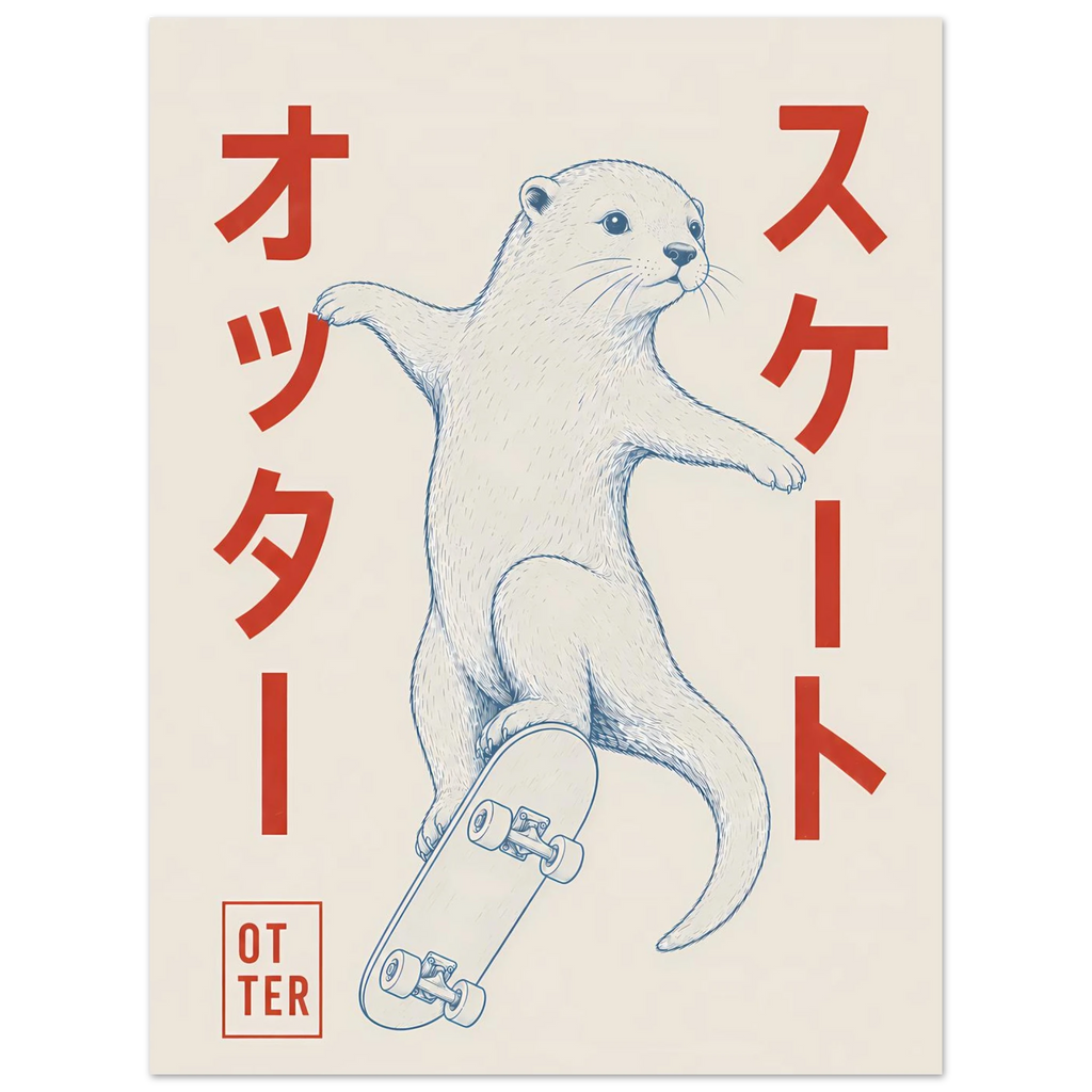 Otter Skater poster – vector otter doing a skateboard trick