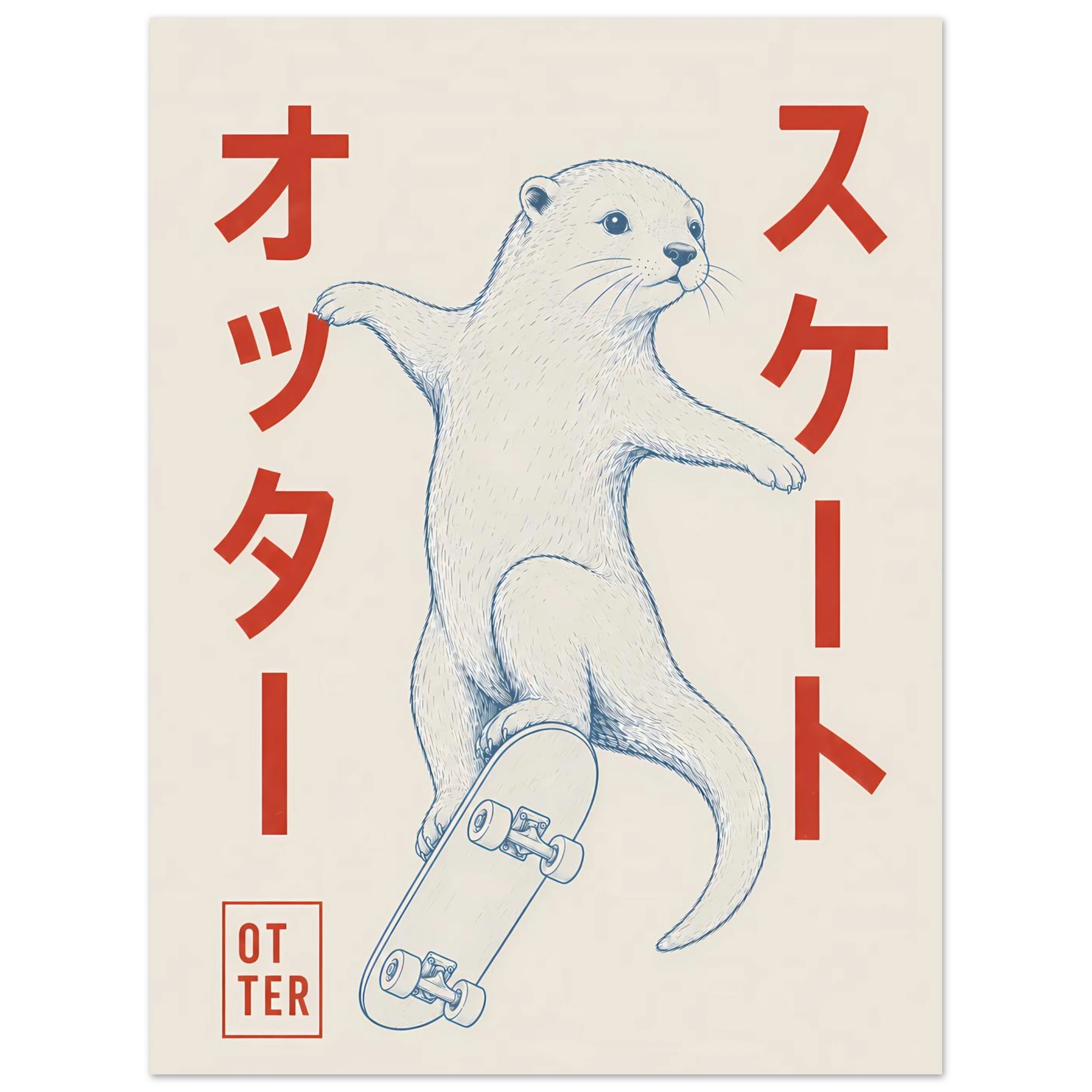 Otter Skater poster – vector otter doing a skateboard trick
